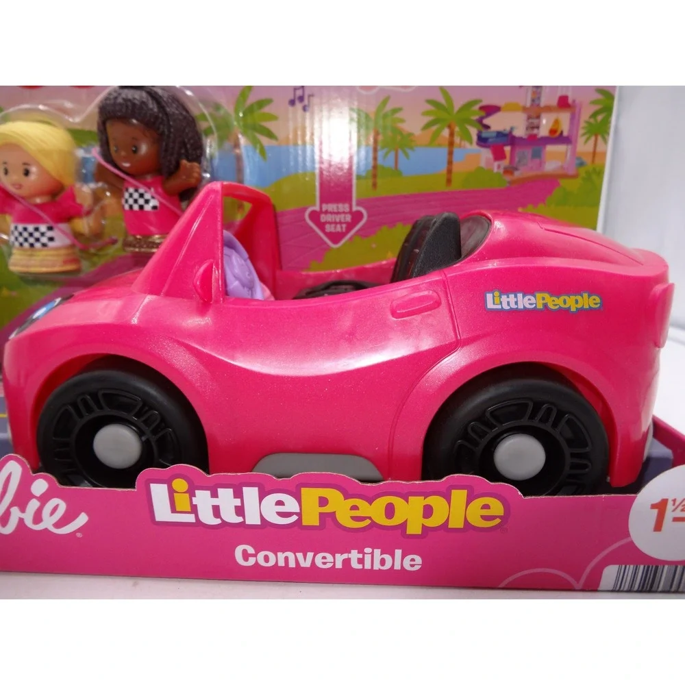 Fisher-Price Little People Barbie Convertible Toy Car with Music Sounds & 2 Figs